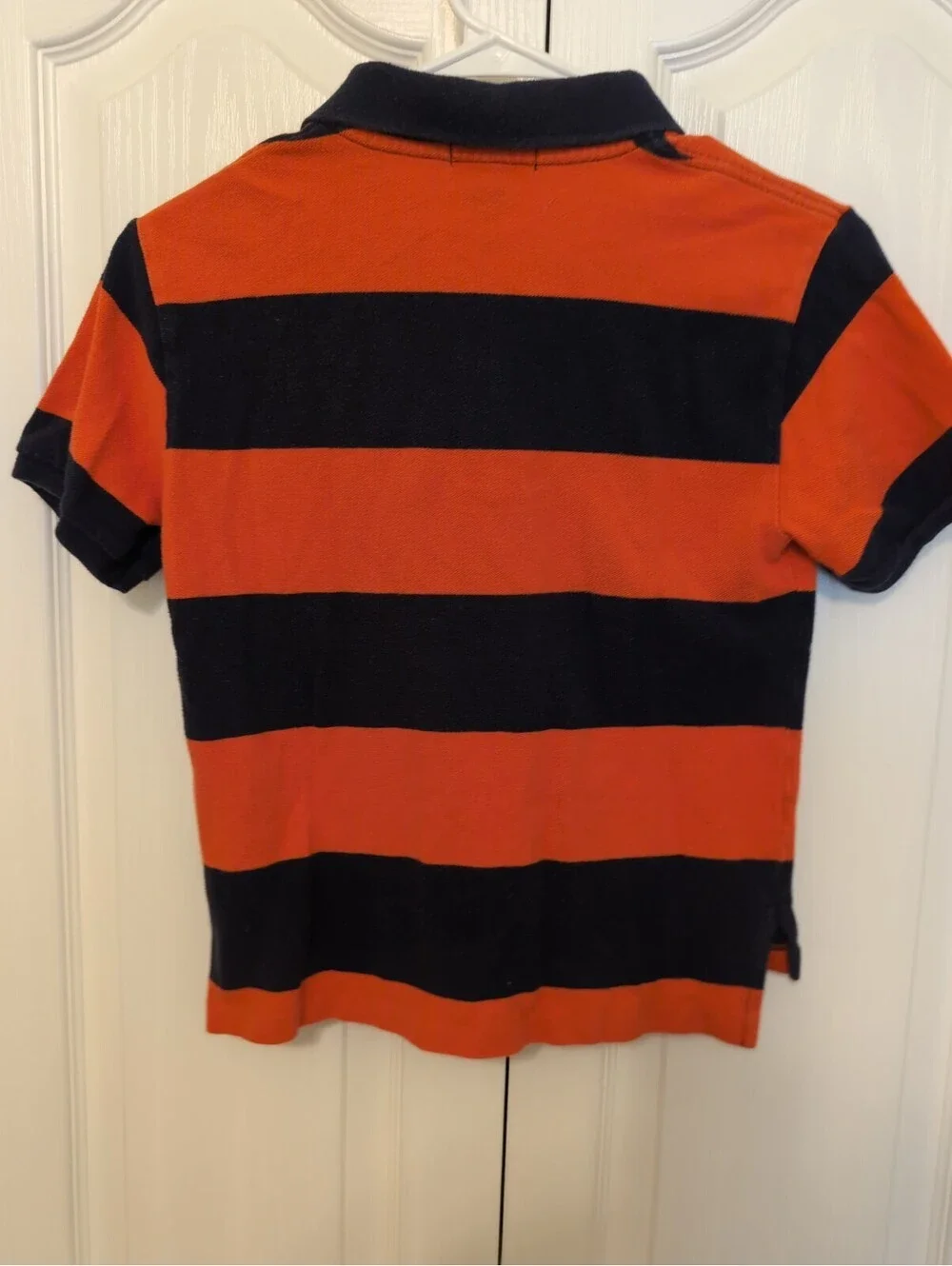 Polo Ralph Lauren Boys 8/10 Orange Blue Striped Polo Shirt Cotton Classic
